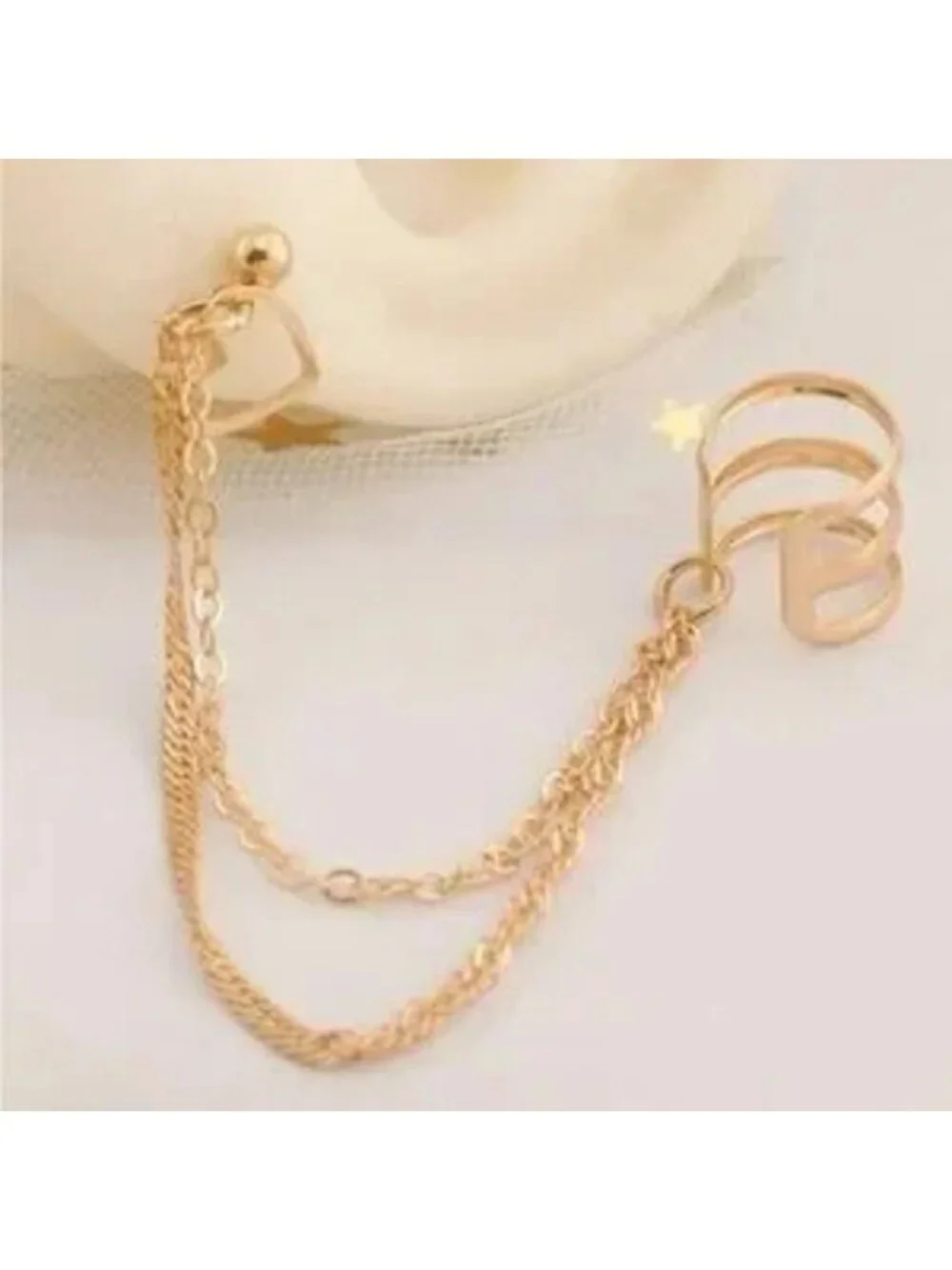 Gold 1pc Heart Ear Cuff Earring